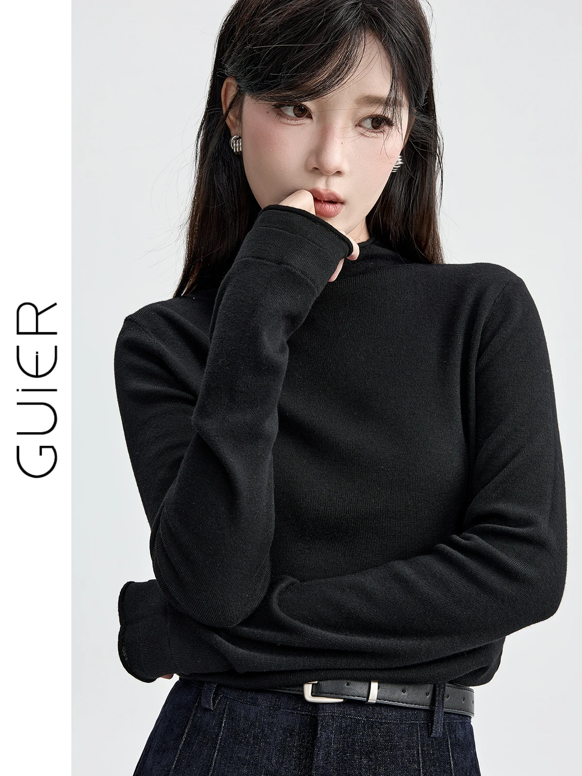 Slim Fit Bla Knitted Base Layer Top for Women oulder Width Regular High Collar Long Sve Autumn Winter New Sle GUIER
Slim Fit Bla Knitted Base Layer Top for Women oulder Width Regular High Collar Long Sve Autumn Winter New Sle GUIER