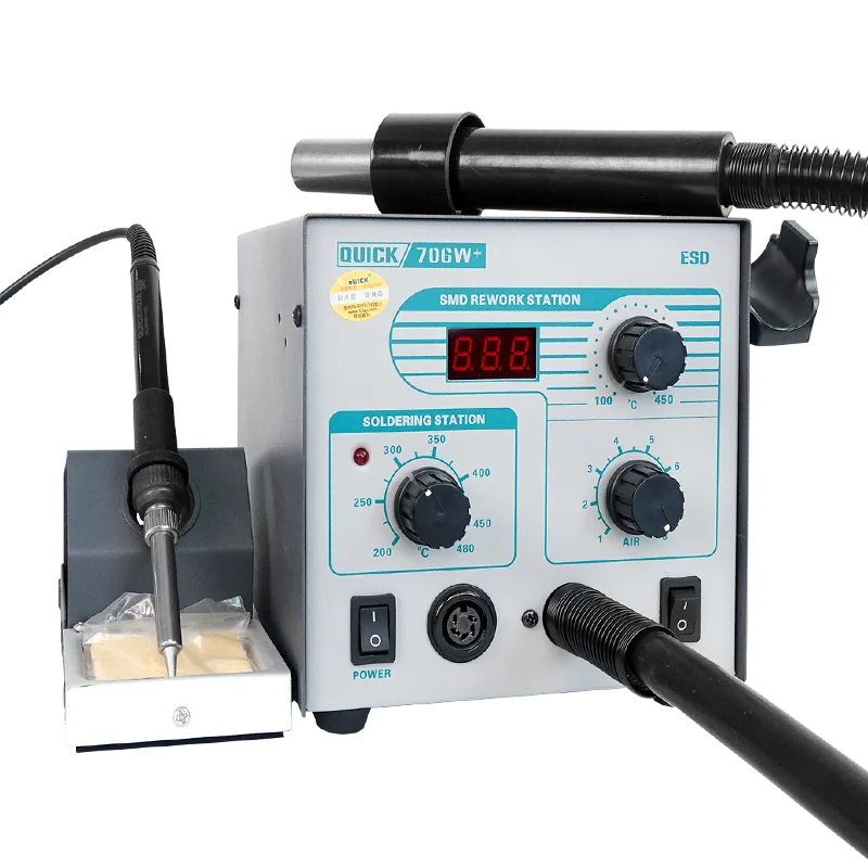 Quick 706w+ Lead Free Digital Electronic Bga Rework Soldering Station 2 in 1 Hand Hot Air Gun Soldering Station
Quick 706w+ Lead Free Digital Electronic Bga Rework Soldering Station 2 in 1 Hand Hot Air Gun Soldering Station