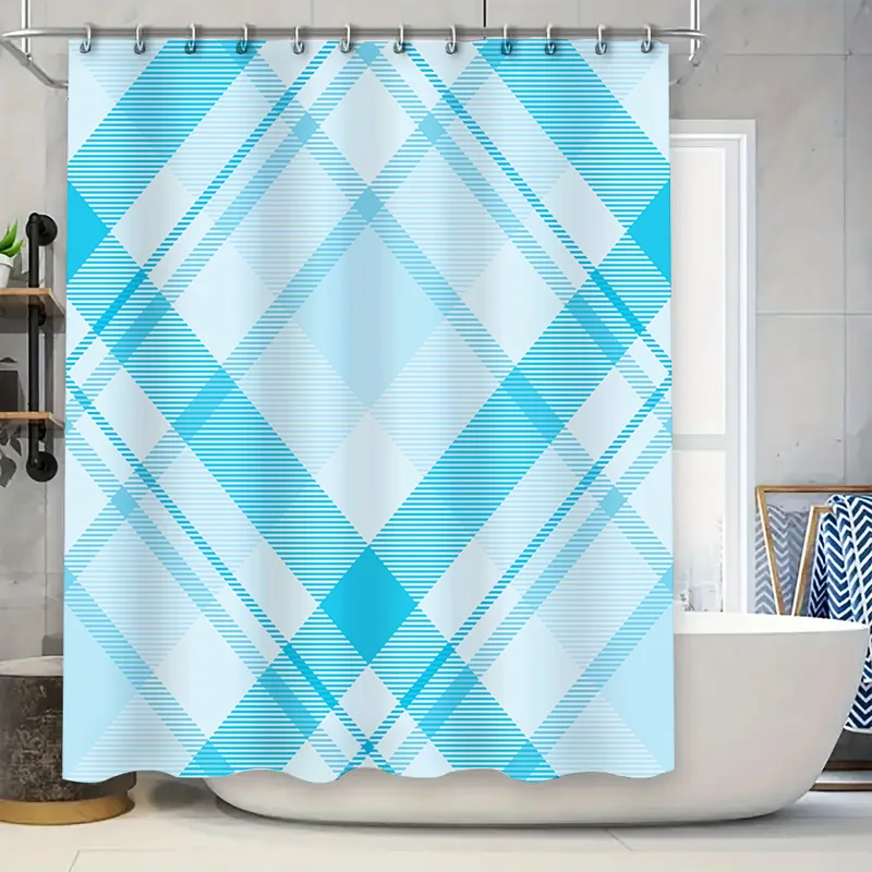 Modern Bath Shower Curtain with Blue and White Geometric Striped Pattern Waterproof Fabric for Bathroom Decor |
Modern Bath Shower Curtain with Blue and White Geometric Striped Pattern Waterproof Fabric for Bathroom Decor |