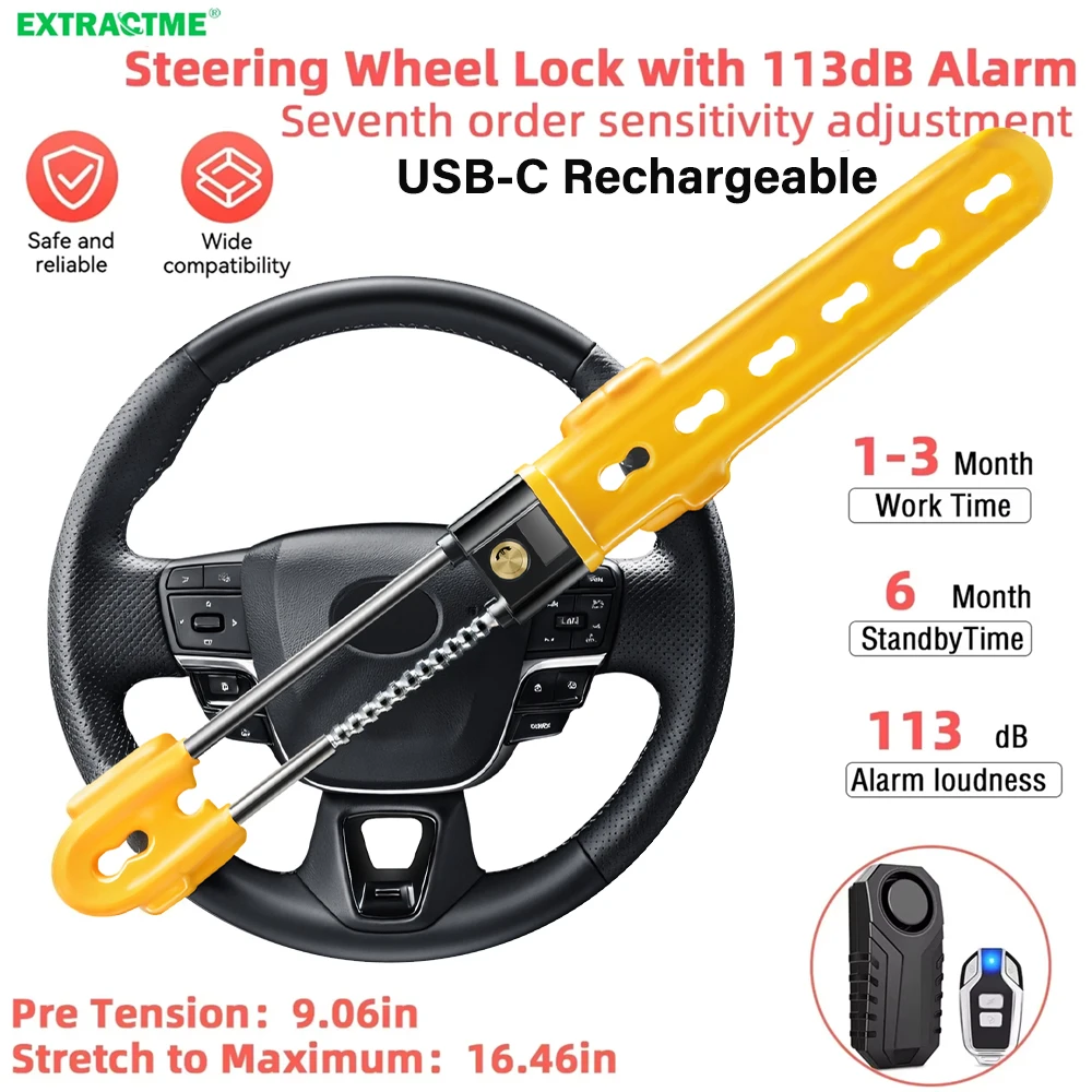 Автомобильный замок на руль Extractme с сигнализацией 113 дБ, сверхмощное противоугонное регулируемое устройство системы сигнализации для автомобиля, внедорожника, автофургона, 2 ключа
Автомобильный замок на руль Extractme с сигнализацией 113 дБ, сверхмощное противоугонное регулируемое устройство системы сигнализации для автомобиля, внедорожника, автофургона, 2 ключа
