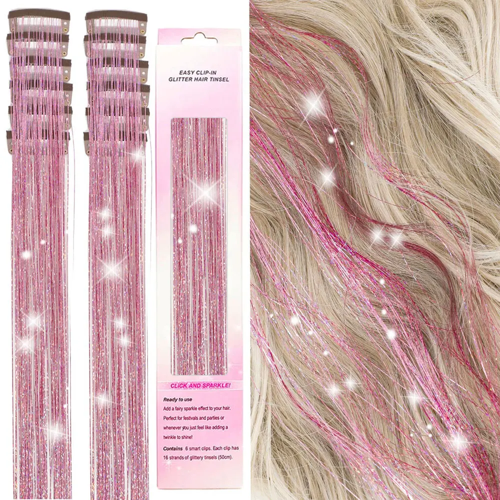 12Pcs Hair Tinsel Clip In 19.7" Glitter Tinsel Hair Extensions Synthetic Clip In Sparkle Hair Accessories For Kids Girls Women
12Pcs Hair Tinsel Clip In 19.7" Glitter Tinsel Hair Extensions Synthetic Clip In Sparkle Hair Accessories For Kids Girls Women