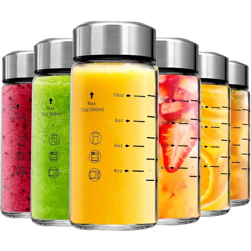 Glass Juice Bottles 6 Pack 12 oz - Wide Mouth Glass Water Bottles with Lids - Borosilicate,Stainless Steel Lids for Juicing
Glass Juice Bottles 6 Pack 12 oz - Wide Mouth Glass Water Bottles with Lids - Borosilicate,Stainless Steel Lids for Juicing