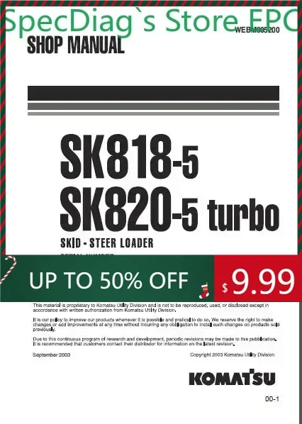 SpecDiag Komatsu Skid Steer Loaders Shop Manual (ALL)
SpecDiag Komatsu Skid Steer Loaders Shop Manual (ALL)