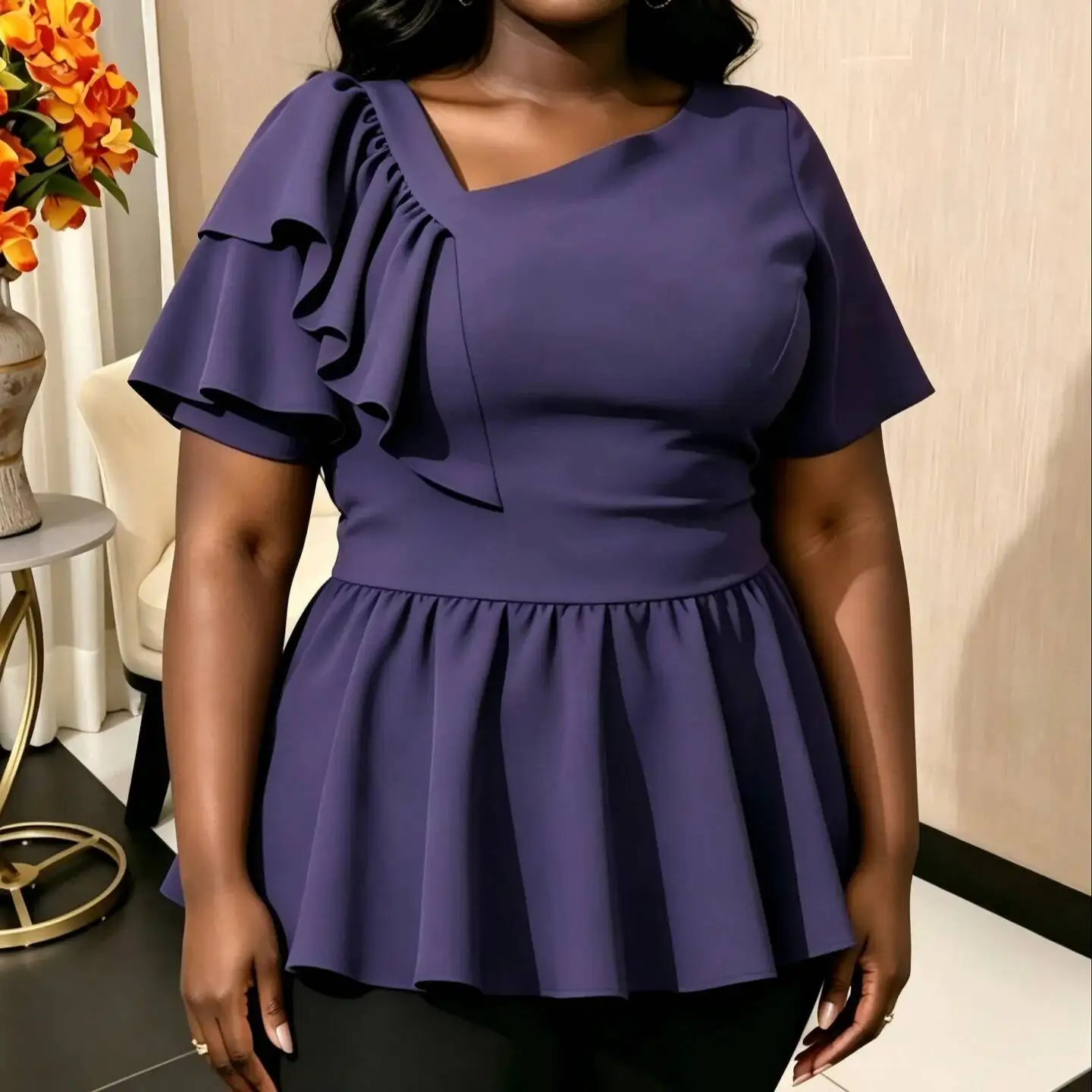 Spring/summer New Ruffle Hem Solid Color Top, Slim-fit Elegant Shirt With Small Hem Pleats Party Summer Elegantes Casual Y2K
Spring/summer New Ruffle Hem Solid Color Top, Slim-fit Elegant Shirt With Small Hem Pleats Party Summer Elegantes Casual Y2K