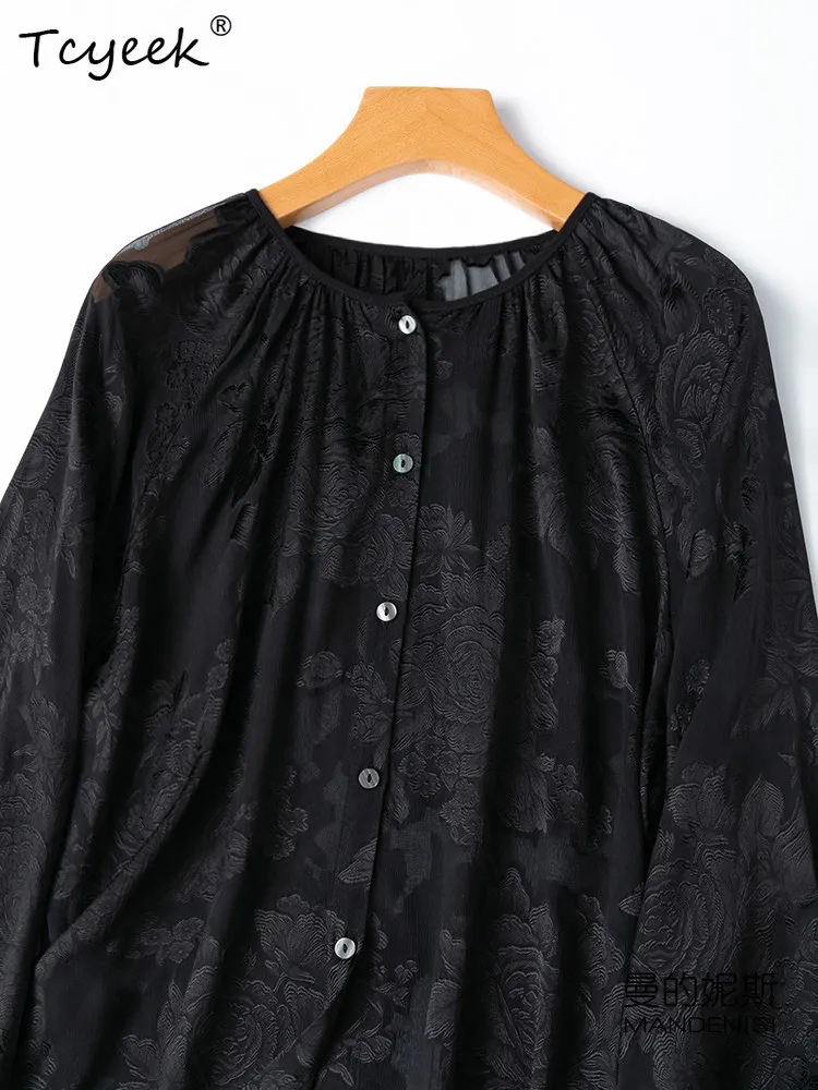 Tcyeek 100% Mulberry Real Silk Black Shirt Elegant Shirts for Women Summer Clothes Womens Tops Sunscreen 2026 Chemise Femme
Tcyeek 100% Mulberry Real Silk Black Shirt Elegant Shirts for Women Summer Clothes Womens Tops Sunscreen 2026 Chemise Femme
