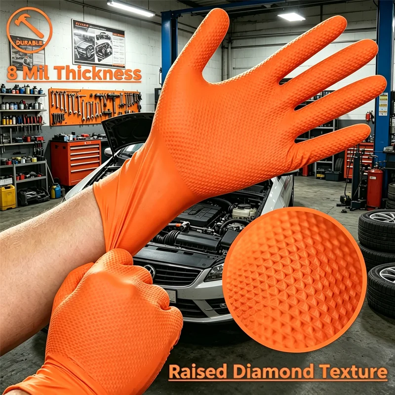 Disposable Protective Gloves 8Mil Thickened 3D Non-Slip Not Easy to Break Suitable for Car Maintenance and Gardening Work
Disposable Protective Gloves 8Mil Thickened 3D Non-Slip Not Easy to Break Suitable for Car Maintenance and Gardening Work