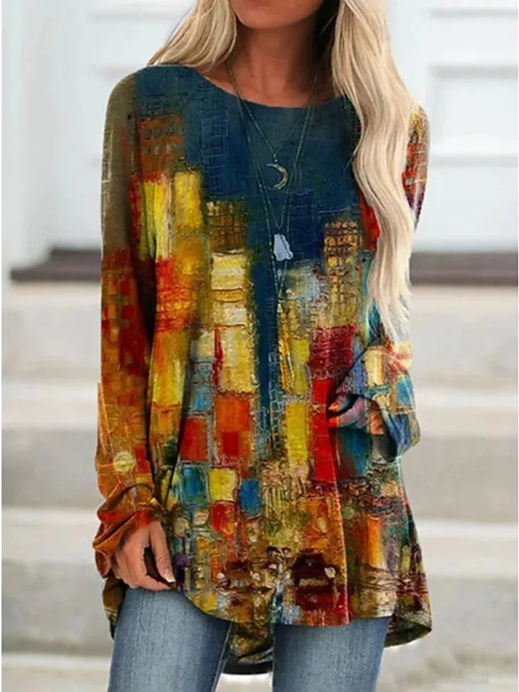 Women's Fashion Comfortable Long Sleeve 3D Printed Round Neck Comfortable Large Size Top Long Sleeve T-shirt
Women's Fashion Comfortable Long Sleeve 3D Printed Round Neck Comfortable Large Size Top Long Sleeve T-shirt