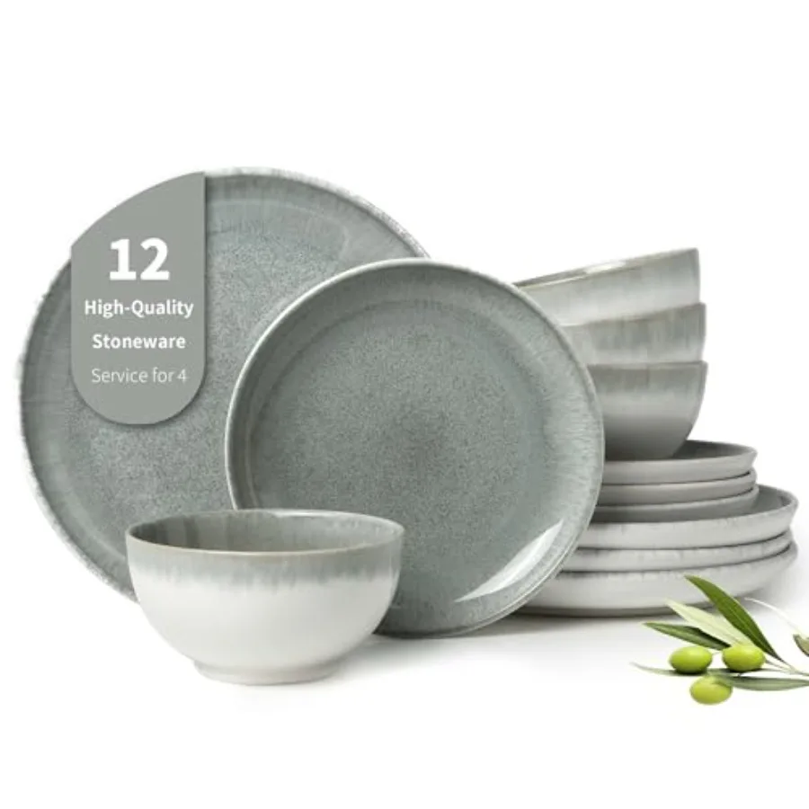 Stoneware dinnerware sets for daily use, stoneware, matte gray, highly chip and crack resistant reactive glaze finish
Stoneware dinnerware sets for daily use, stoneware, matte gray, highly chip and crack resistant reactive glaze finish