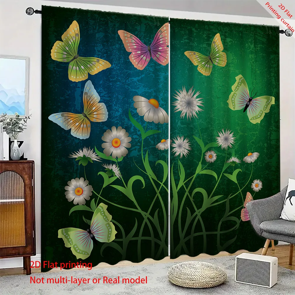 Green floral butterfly printed curtains, suitable for living rooms, bedrooms, offices, home decoration balcony blackout curtains 
Green floral butterfly printed curtains, suitable for living rooms, bedrooms, offices, home decoration balcony blackout curtains