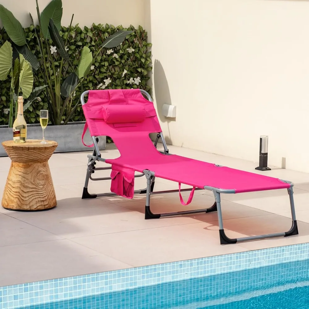 2-Pack Beach Chair, Tanning Chair with Face Arm Hole, Detachable Pillow, Adjustable Backrest, Side Pocket, Carry Handle,
2-Pack Beach Chair, Tanning Chair with Face Arm Hole, Detachable Pillow, Adjustable Backrest, Side Pocket, Carry Handle,