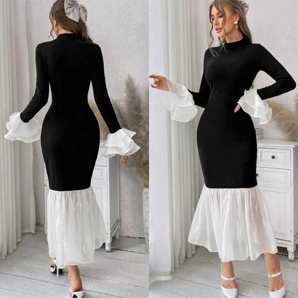 Customized Temperament Black Jersey Evening Dress Elegant Crew Neck Long Sleeves Homecoming Dress Luxury Vestido De Fe
Customized Temperament Black Jersey Evening Dress Elegant Crew Neck Long Sleeves Homecoming Dress Luxury Vestido De Fe