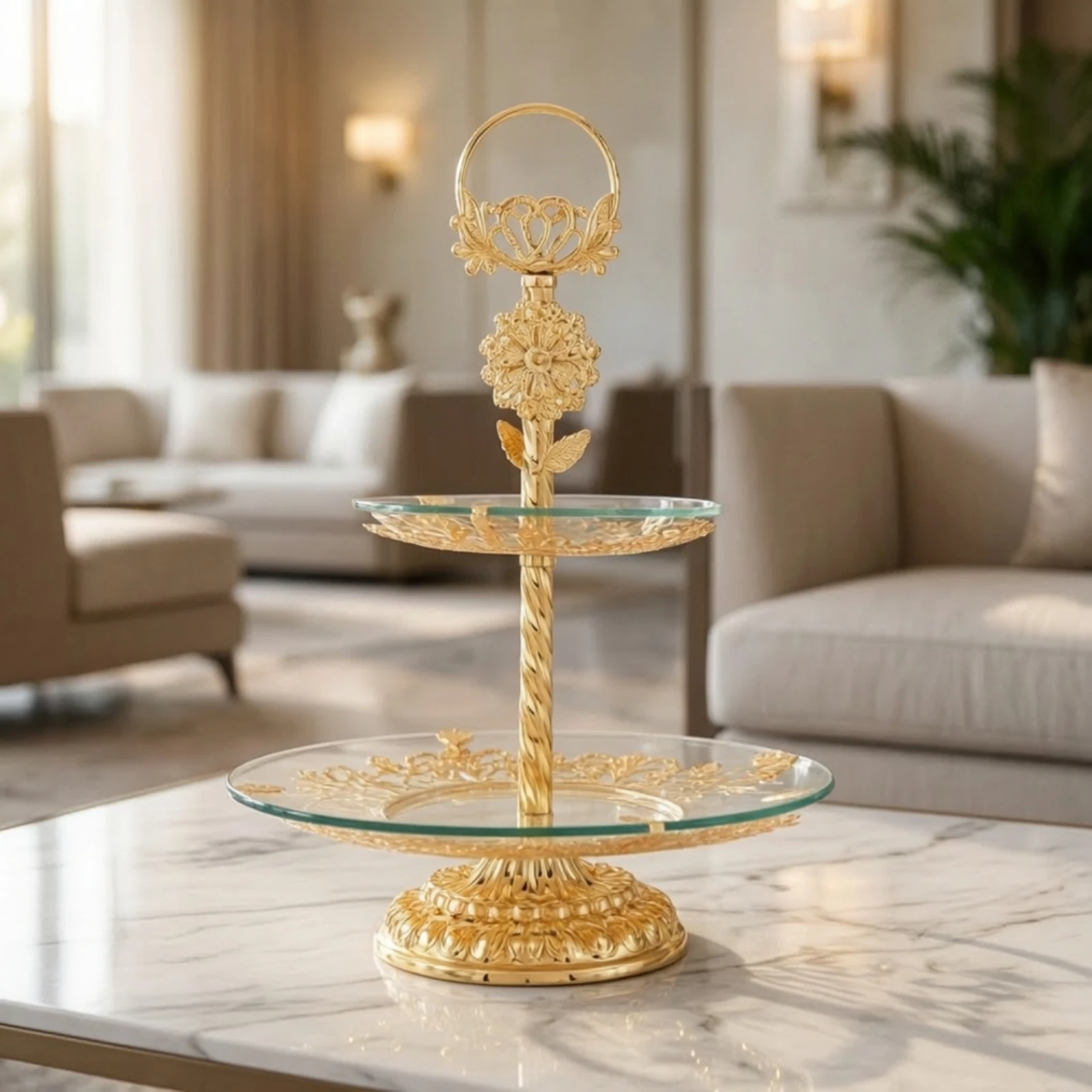 Two-Tier Fruit Tray Decorative Fruit Tray with Stand 2-Tier Dessert Stand Metal Multi-Purpose for Hosts, Dining Table, Parties
Two-Tier Fruit Tray Decorative Fruit Tray with Stand 2-Tier Dessert Stand Metal Multi-Purpose for Hosts, Dining Table, Parties