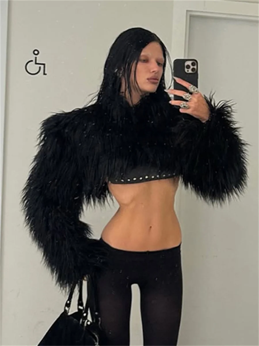 Sisterlinda Y2K Sexy Luxury Furry Crop Jacket Woman Elegant Warm Winter Chic Tassel Full Sleeve Banquet Party Hipster Streetwear
Sisterlinda Y2K Sexy Luxury Furry Crop Jacket Woman Elegant Warm Winter Chic Tassel Full Sleeve Banquet Party Hipster Streetwear