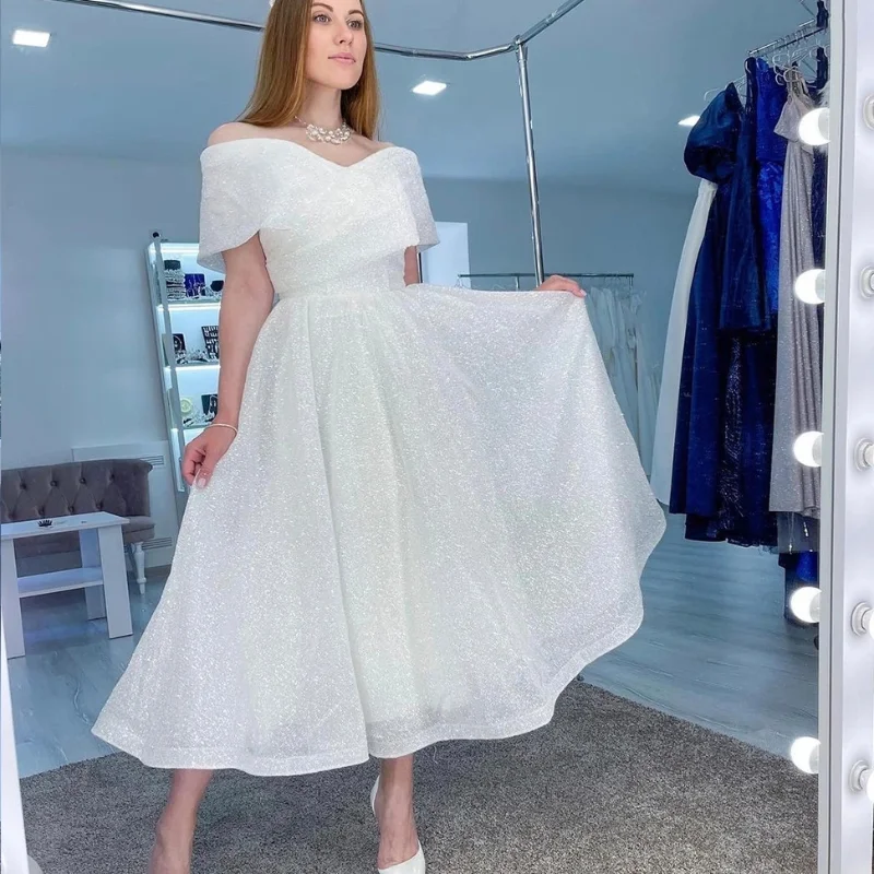 Wholesale Giller Wedding Dress Off The Shoulder Lace Up Back Mid-Calf Length White Bridal Gowns for Women Robe De Mairee
Wholesale Giller Wedding Dress Off The Shoulder Lace Up Back Mid-Calf Length White Bridal Gowns for Women Robe De Mairee
