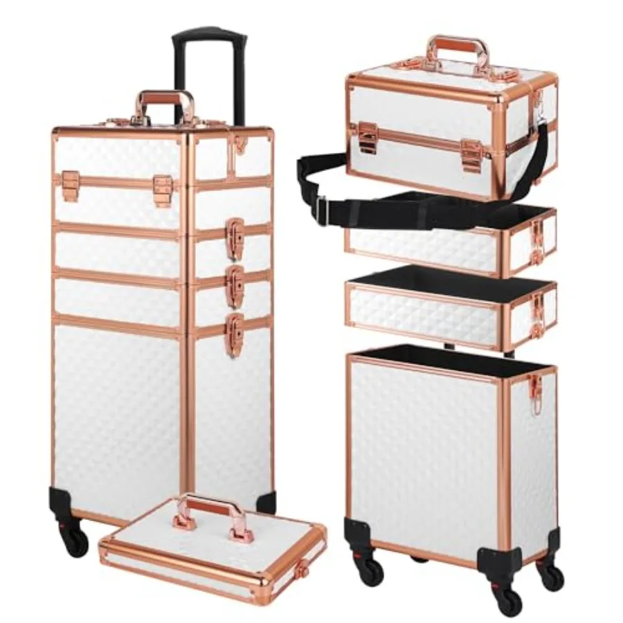 Rolling Makeup Case for Salon Use, ABS Plastic, Black, 5-in-1 Expandable Design with Wheels and Lid, Large Professional Cosmeti
Rolling Makeup Case for Salon Use, ABS Plastic, Black, 5-in-1 Expandable Design with Wheels and Lid, Large Professional Cosmeti