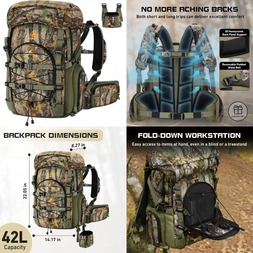 42L Silent Camo Bow Hunting Backpack with Quick-Release Buckle System and Rain Cover
42L Silent Camo Bow Hunting Backpack with Quick-Release Buckle System and Rain Cover