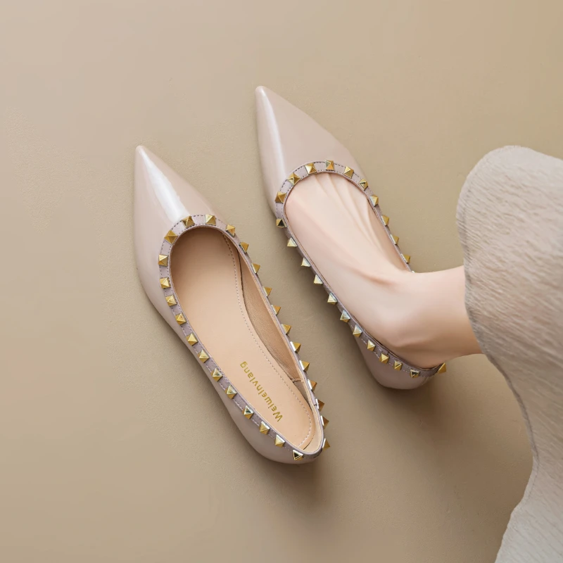 French Simple Rivet Pointed Toe Flat Shoes Soft Sole Shallow Mouth Gentle Wind Single Flats For Women Daily Wear
French Simple Rivet Pointed Toe Flat Shoes Soft Sole Shallow Mouth Gentle Wind Single Flats For Women Daily Wear