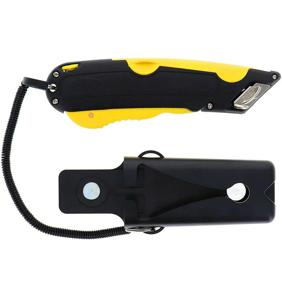Safety Box Cutter Utility Knife With 3 Blade Depth Setting Squeeze Trigger And Dual Side Edge Guide 2 Blades Holster And Lanyard Yellow
Safety Box Cutter Utility Knife With 3 Blade Depth Setting Squeeze Trigger And Dual Side Edge Guide 2 Blades Holster And Lanyard Yellow