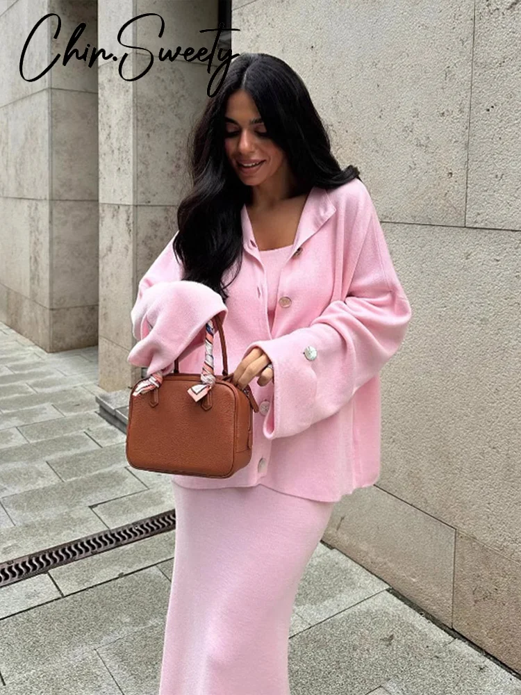 Women's Knitted Cardigan Vest Skirts Suit Long Sleeve O-Neck Button Solid Lady Sets 2025 Autumn Fashion 2 Pieces Set Women New
Women's Knitted Cardigan Vest Skirts Suit Long Sleeve O-Neck Button Solid Lady Sets 2025 Autumn Fashion 2 Pieces Set Women New