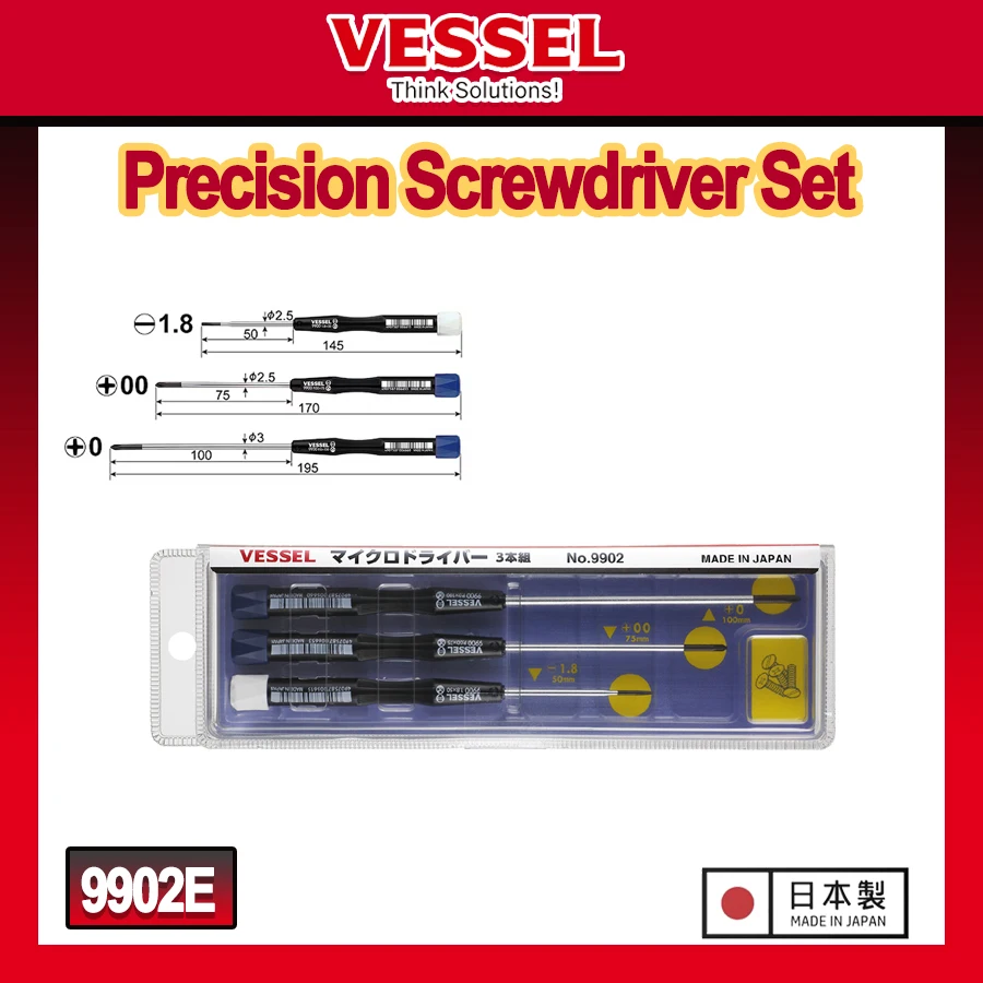 VESSEL Mangetic Precision Screwdriver Set 3PCS for Electronic Repair 9902E
VESSEL Mangetic Precision Screwdriver Set 3PCS for Electronic Repair 9902E