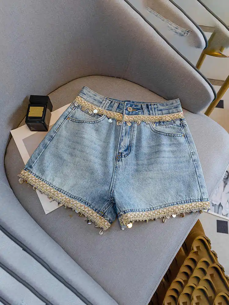 Women's Blue Shining Denim Shorts Y2K Cute Harajuku High Street Aesthetic Oversize Retro 2000s Denim Shorts Clothing 2025 New
Women's Blue Shining Denim Shorts Y2K Cute Harajuku High Street Aesthetic Oversize Retro 2000s Denim Shorts Clothing 2025 New