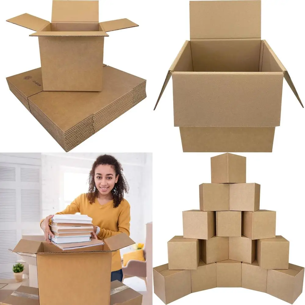 Heavy-Duty 275lb Brown Cardboard Boxes, 15-Pack, 12x12x12 Inches for Shipping, Storage, and Packing
Heavy-Duty 275lb Brown Cardboard Boxes, 15-Pack, 12x12x12 Inches for Shipping, Storage, and Packing
