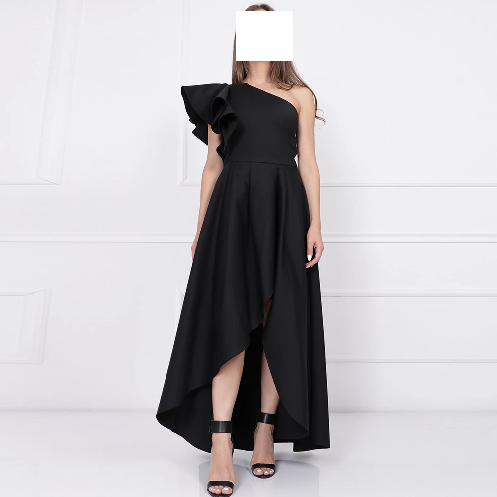 Modern High-Low Ankle Length One Shoulder Black Boat Neck Jersey Pleats Evening Dresses Vestido De Noche Saudi Arabia Women
Modern High-Low Ankle Length One Shoulder Black Boat Neck Jersey Pleats Evening Dresses Vestido De Noche Saudi Arabia Women