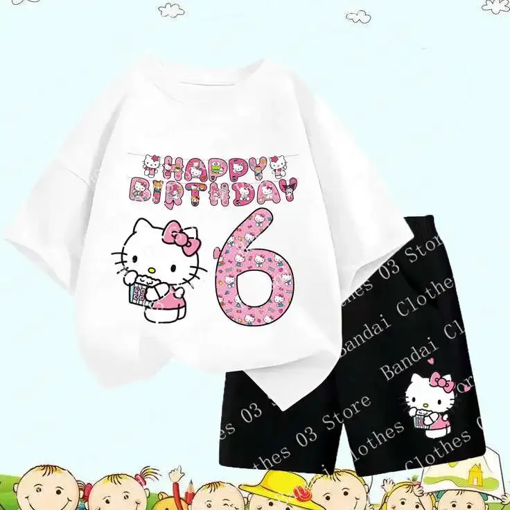Hello Kitty T-shirts Short Sleeve Streetwear Pullover Baby Girls Birthday Digit 1-10 Clothes Sets Sanrio Tops Kids Tshirt Sets
Hello Kitty T-shirts Short Sleeve Streetwear Pullover Baby Girls Birthday Digit 1-10 Clothes Sets Sanrio Tops Kids Tshirt Sets