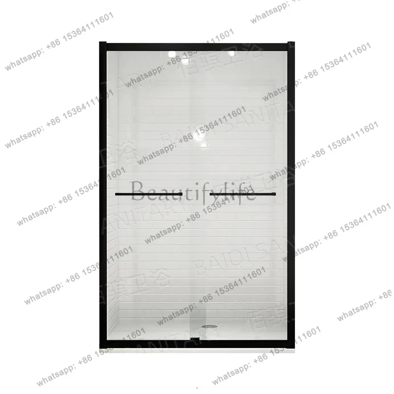 Simple square swing door shower room dry and wet separation bathroom partition black frame glass door
Simple square swing door shower room dry and wet separation bathroom partition black frame glass door