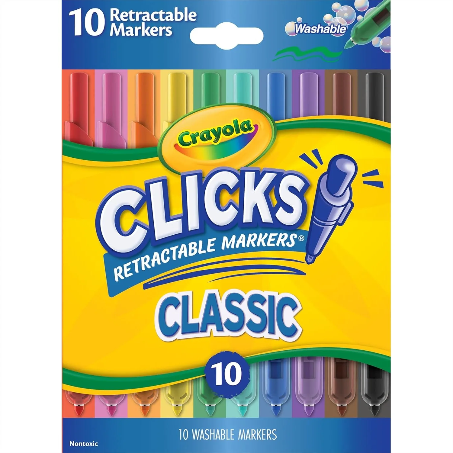 Crayola Clicks Retractable Tip Markers 10ct, Washable Cone Tip Art Marker Set for Kids, Cute School Supplies, Classroom Must
Crayola Clicks Retractable Tip Markers 10ct, Washable Cone Tip Art Marker Set for Kids, Cute School Supplies, Classroom Must
