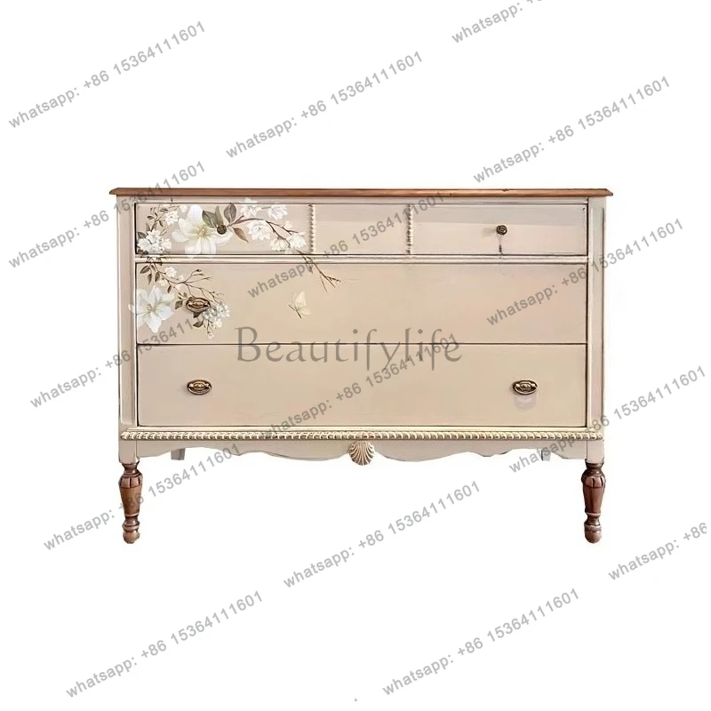 French light luxury solid wood entrance cabinet integrated into the home American painted chest of drawers
French light luxury solid wood entrance cabinet integrated into the home American painted chest of drawers