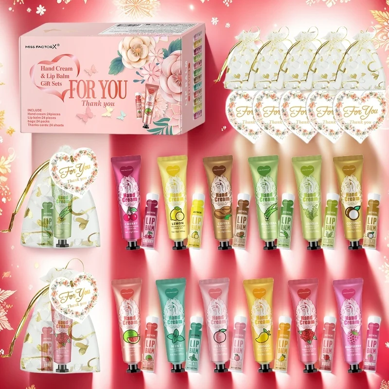 Assembled gift set, 24 sets/box, lip balm set and hand cream set, hand gift for bridal wedding, friend party gift distribution,
Assembled gift set, 24 sets/box, lip balm set and hand cream set, hand gift for bridal wedding, friend party gift distribution,