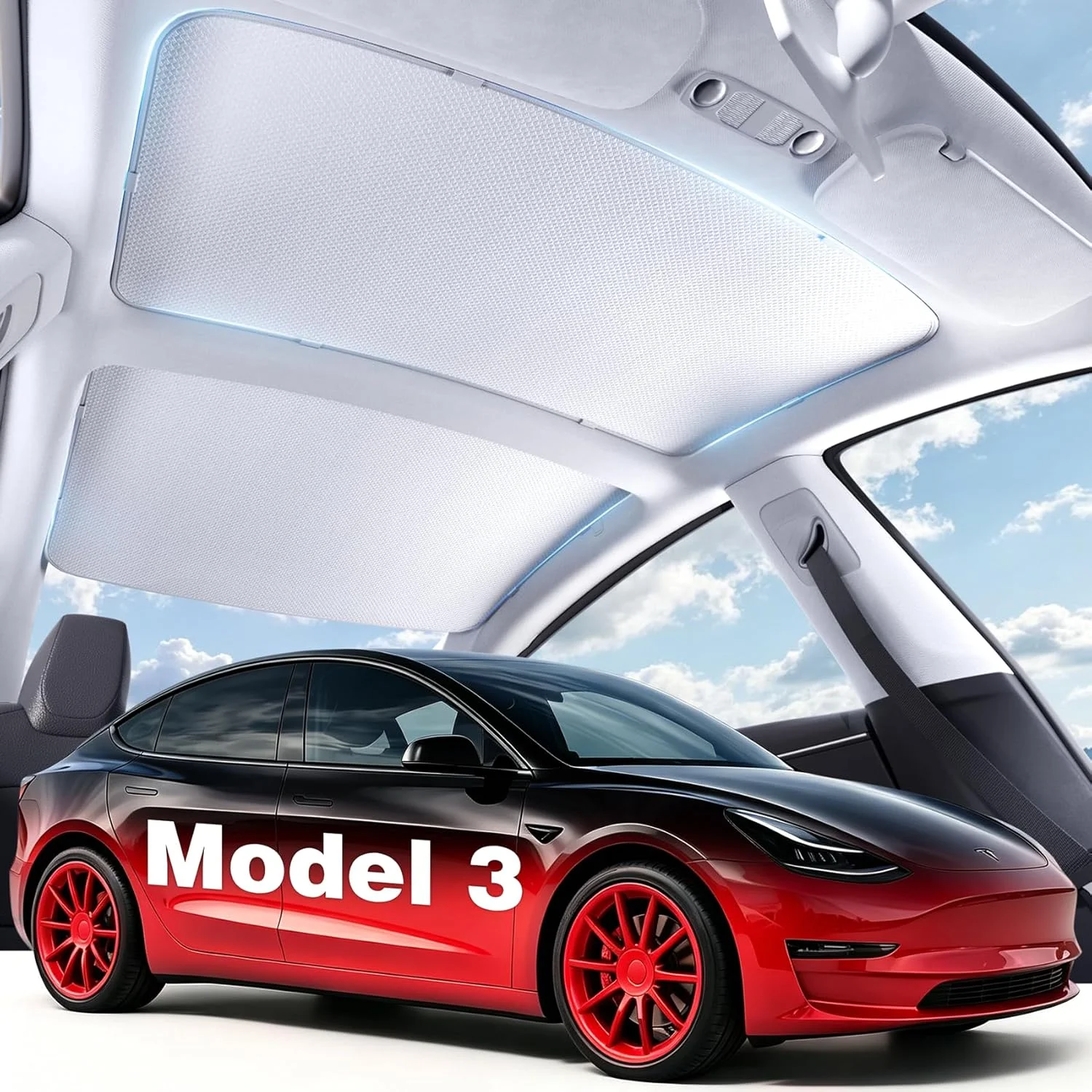 Roof Sunshade for Tesla Model 3 2020-2026, Light Gray Light-Filtering Glass Roof Sun Shade, Heat Insulation Sunroof Shade, No Sa
Roof Sunshade for Tesla Model 3 2020-2026, Light Gray Light-Filtering Glass Roof Sun Shade, Heat Insulation Sunroof Shade, No Sa