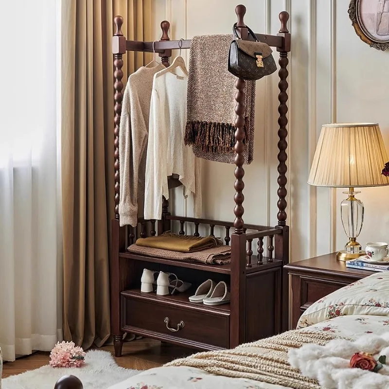 French retro solid wood coat rack medieval style bedroom floor storage hanger bedside clothes at night
French retro solid wood coat rack medieval style bedroom floor storage hanger bedside clothes at night