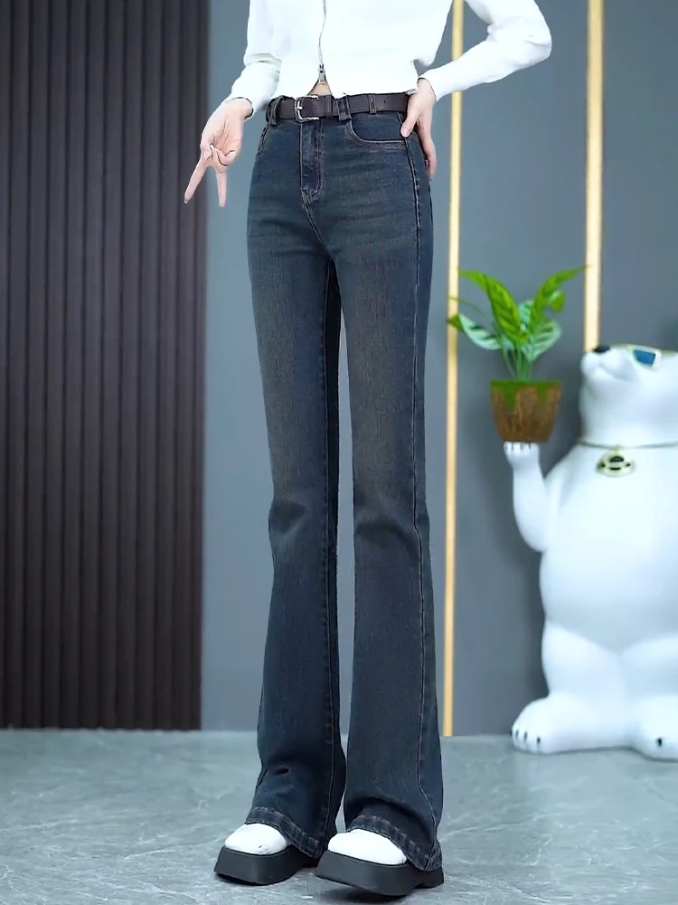 Retro Flared Denim Jeans Women's High Waist Slimming Hoof Pants Small Size Fleece Lined Bell Bottoms Casual Cotton Stretch
Retro Flared Denim Jeans Women's High Waist Slimming Hoof Pants Small Size Fleece Lined Bell Bottoms Casual Cotton Stretch