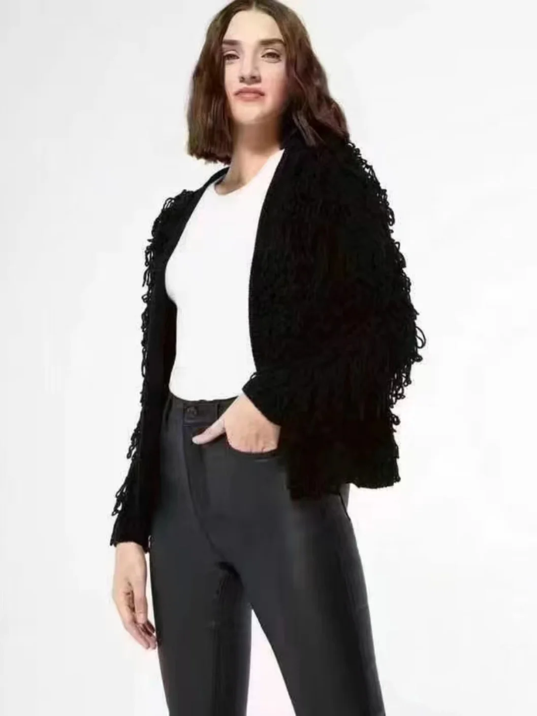 Faionable Bla Knitted Fringe V-Ne Open Cardigan Coat for Women Loose Outerwear Autumn Winter Sle Women's Faion
Faionable Bla Knitted Fringe V-Ne Open Cardigan Coat for Women Loose Outerwear Autumn Winter Sle Women's Faion