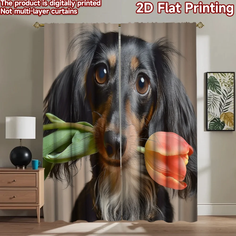 2D flat printing 2pcs Scene Curtains Cute Dachshund Puppy Flower Digital Printed Polyester Drapes Holiday Decorations Use for
2D flat printing 2pcs Scene Curtains Cute Dachshund Puppy Flower Digital Printed Polyester Drapes Holiday Decorations Use for