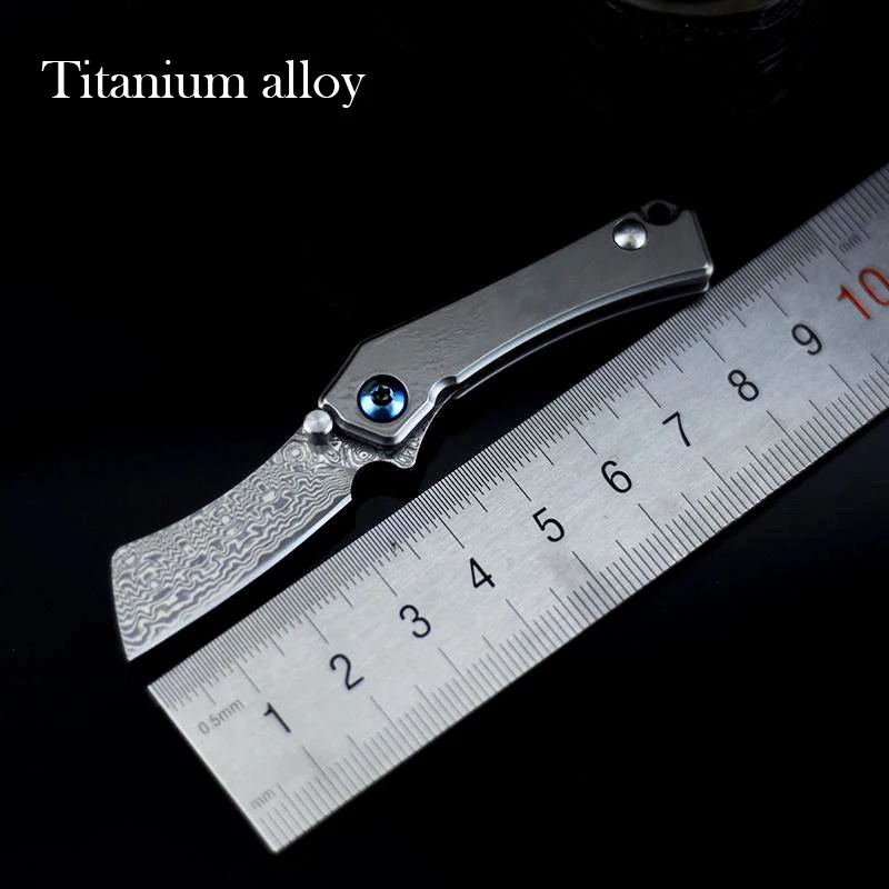 Mini High Hardness Damascus Steel Blade Titanium Handle Keychain Necklace Pocket Folding Knife Outdoor Survival Self Defense EDC
Mini High Hardness Damascus Steel Blade Titanium Handle Keychain Necklace Pocket Folding Knife Outdoor Survival Self Defense EDC