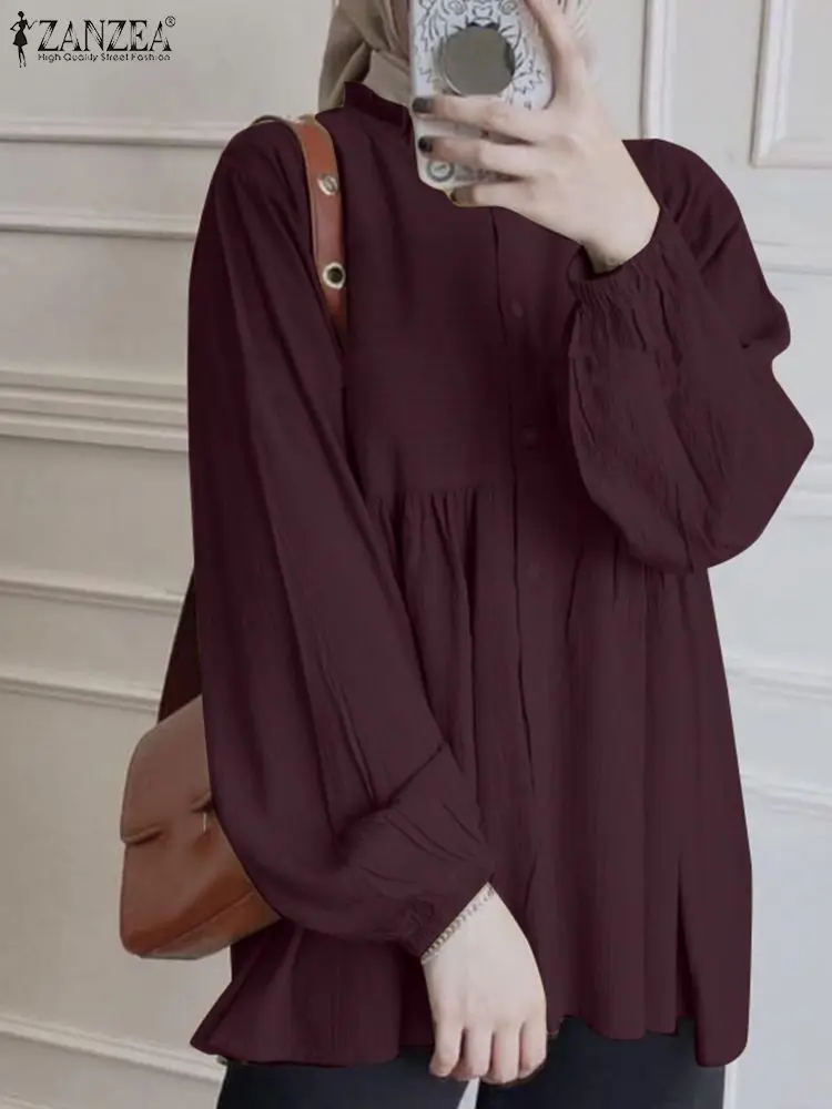 ZANZEA Isamic Clothing Women's Pleated Blouse Turkey Dubai Abaya Fashion Solid Shirt Muslim Hijab Tops Buttons Work Blusas
ZANZEA Isamic Clothing Women's Pleated Blouse Turkey Dubai Abaya Fashion Solid Shirt Muslim Hijab Tops Buttons Work Blusas