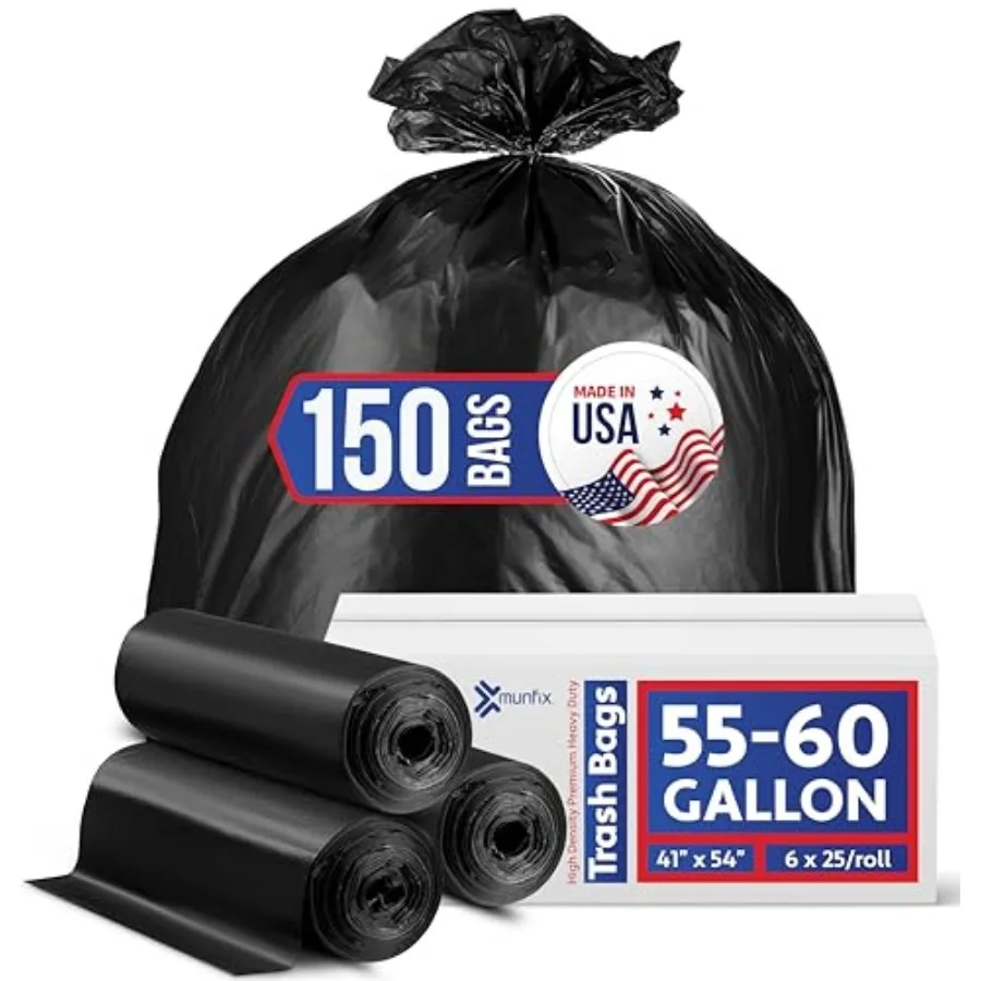 55-60 Gallon Trash Bags Heavy Duty - Bulk 150 Pack Large Garbage Bags - Big Black Commercial Trash Can Liners - Made In USA
55-60 Gallon Trash Bags Heavy Duty - Bulk 150 Pack Large Garbage Bags - Big Black Commercial Trash Can Liners - Made In USA