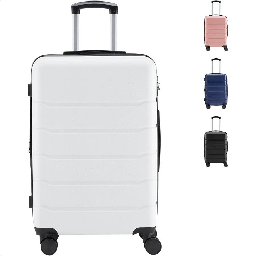 Carry on LageHard Shell Expandable Double Spinner Rolling Wheels Suitcase TSA Lock MilkyWhite 24 Inch 
Carry on LageHard Shell Expandable Double Spinner Rolling Wheels Suitcase TSA Lock MilkyWhite 24 Inch