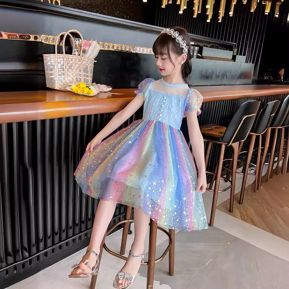 Summer Girls Dress Sequins Mesh Dance Dresses Rainbow Mesh Sweet Princess Dress Kid's Party Dress Holiday Performance Dress 2-9Y
Summer Girls Dress Sequins Mesh Dance Dresses Rainbow Mesh Sweet Princess Dress Kid's Party Dress Holiday Performance Dress 2-9Y