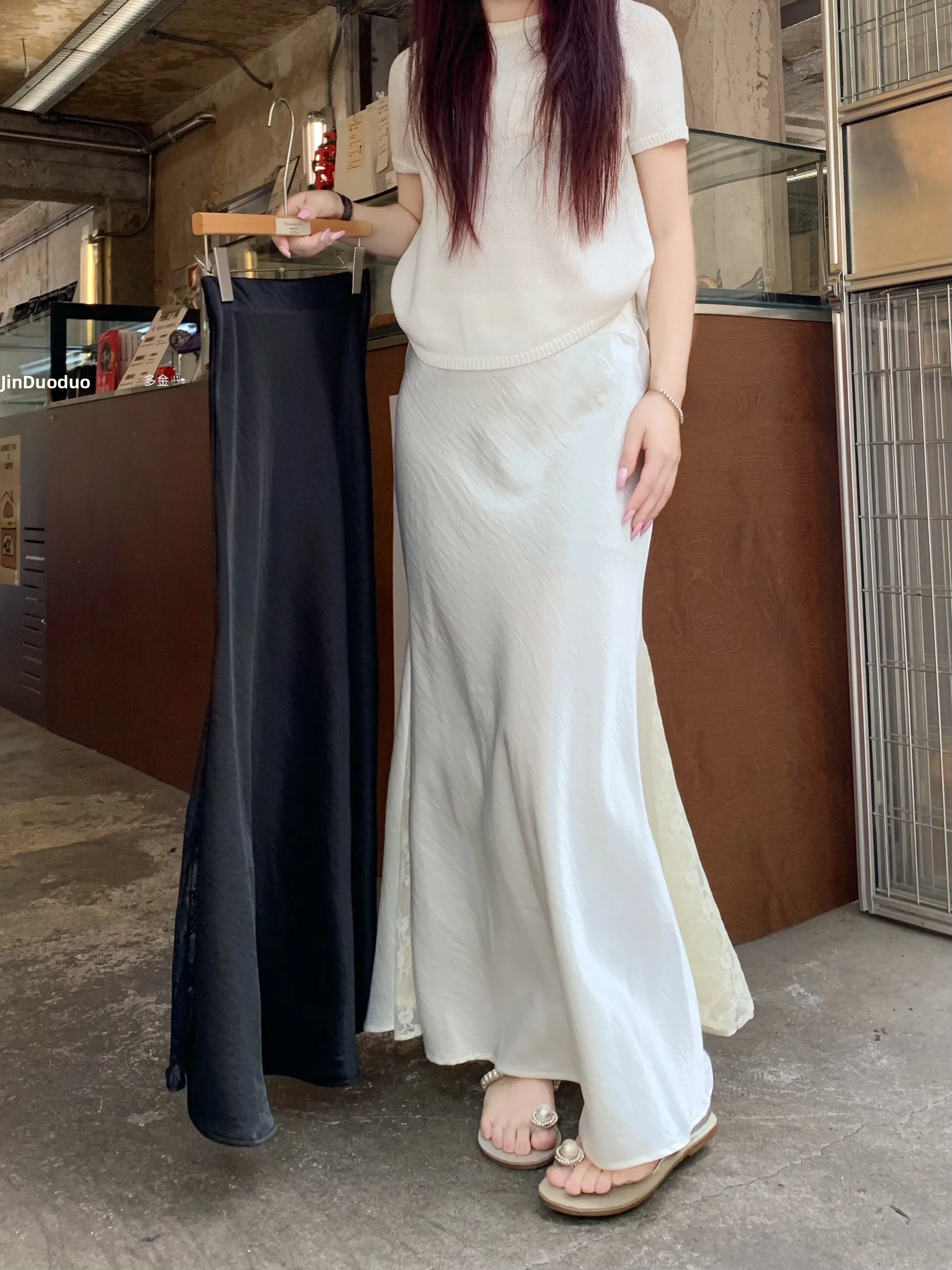 Kumikumi High Waist Lace Patchwork Silk Half Skirt Women's Summer New Style Slim Fish Tail Long Skirt Commute Korean Style
Kumikumi High Waist Lace Patchwork Silk Half Skirt Women's Summer New Style Slim Fish Tail Long Skirt Commute Korean Style