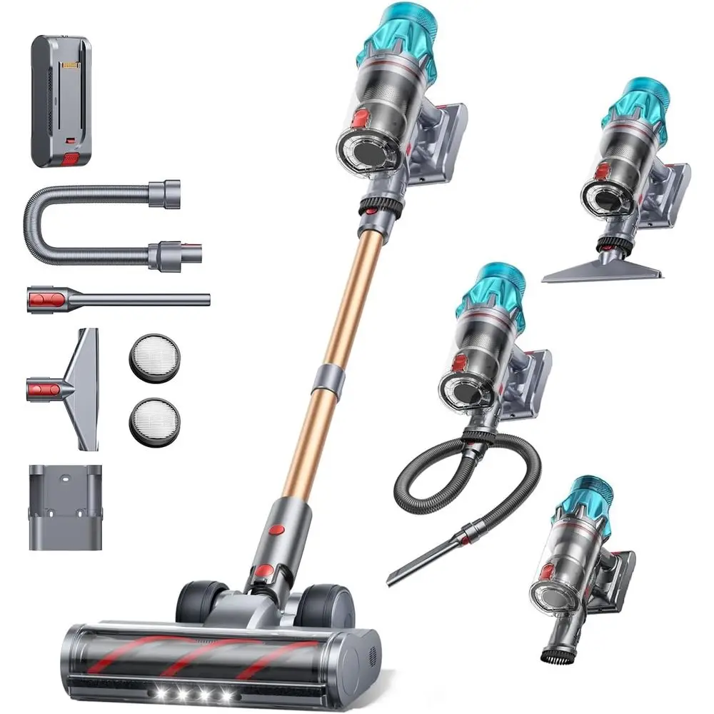 650W 55Kpa Stick Vacuum Cleaner, 70 Mins Runtime, Charging Dock, Self-Standing Handheld with Touch Display, 6-in-1 for Various S
650W 55Kpa Stick Vacuum Cleaner, 70 Mins Runtime, Charging Dock, Self-Standing Handheld with Touch Display, 6-in-1 for Various S