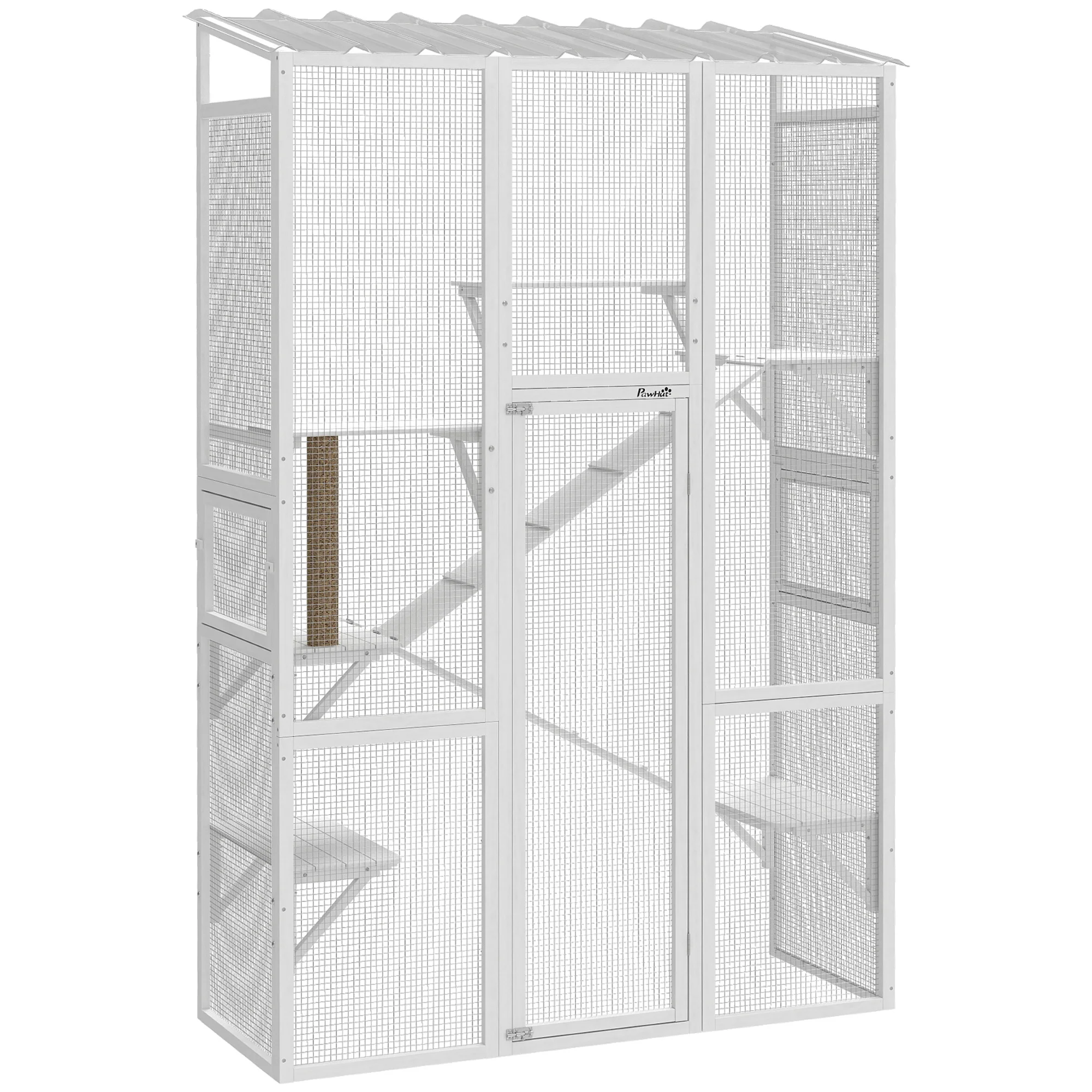 Outdoor Catio Cat Enclosure, Large Wooden Cat House with 6 Jumping Platforms, Scratching Post, 2 Ramps, for 2-3 Kittens
Outdoor Catio Cat Enclosure, Large Wooden Cat House with 6 Jumping Platforms, Scratching Post, 2 Ramps, for 2-3 Kittens