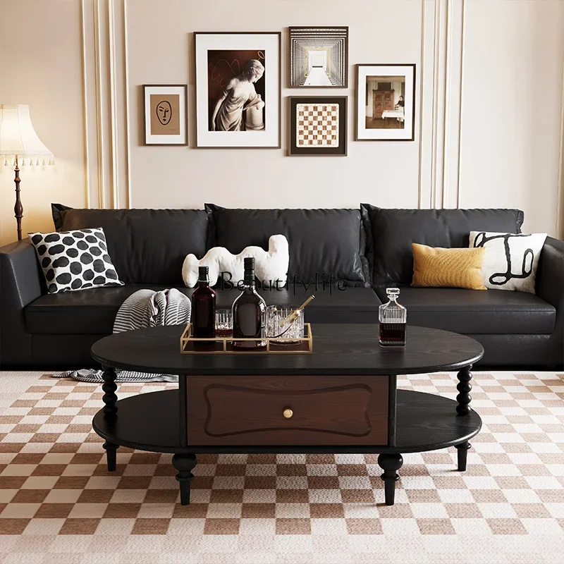 American medieval coffee table French light luxury high-end small apartment living room solid wood tea table
American medieval coffee table French light luxury high-end small apartment living room solid wood tea table