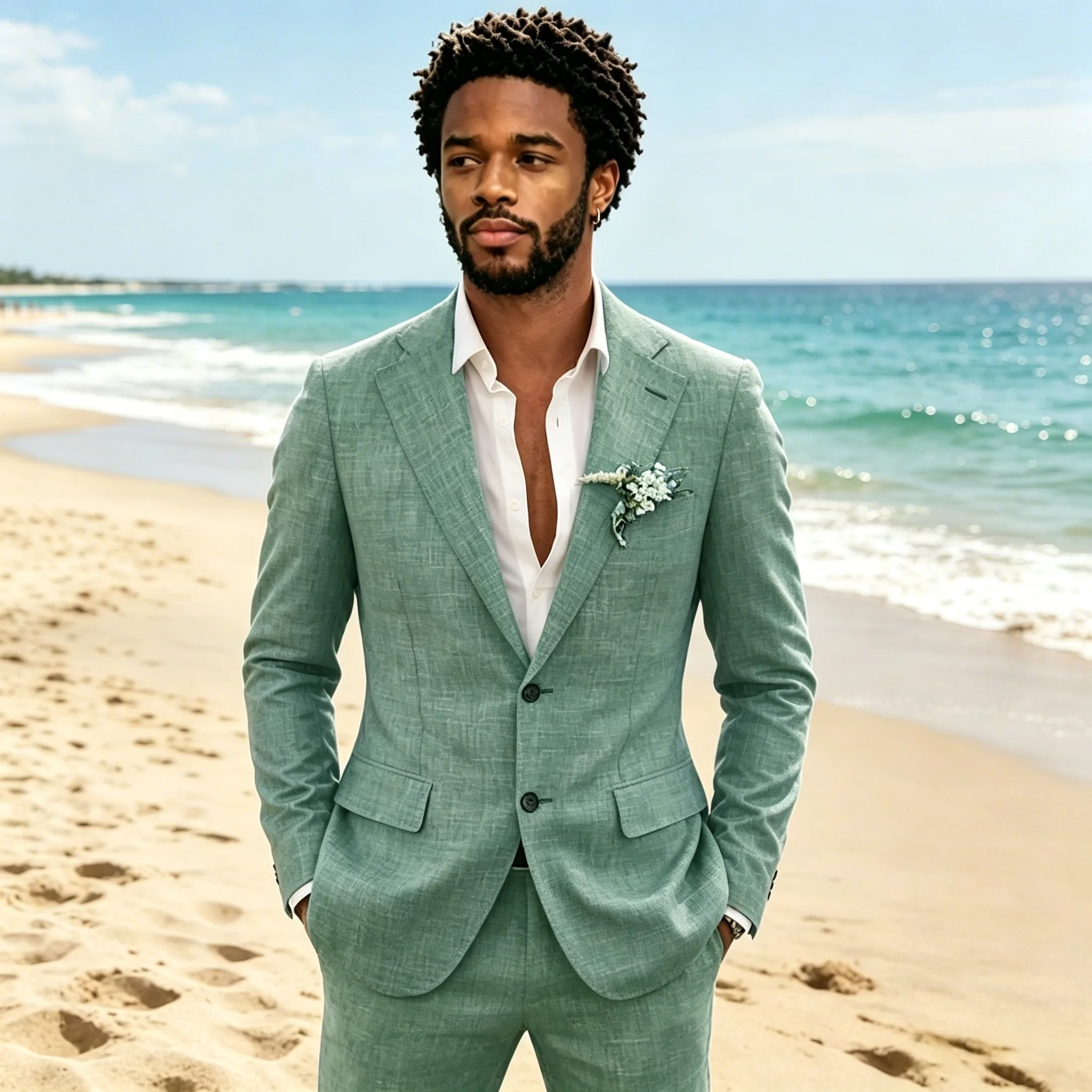 Light Linen Men Suits 2 Pieces Wedding Tuxedo Summer Slim Fit Groom Blazer Pants Set Formal Attire wedding suits for men
Light Linen Men Suits 2 Pieces Wedding Tuxedo Summer Slim Fit Groom Blazer Pants Set Formal Attire wedding suits for men