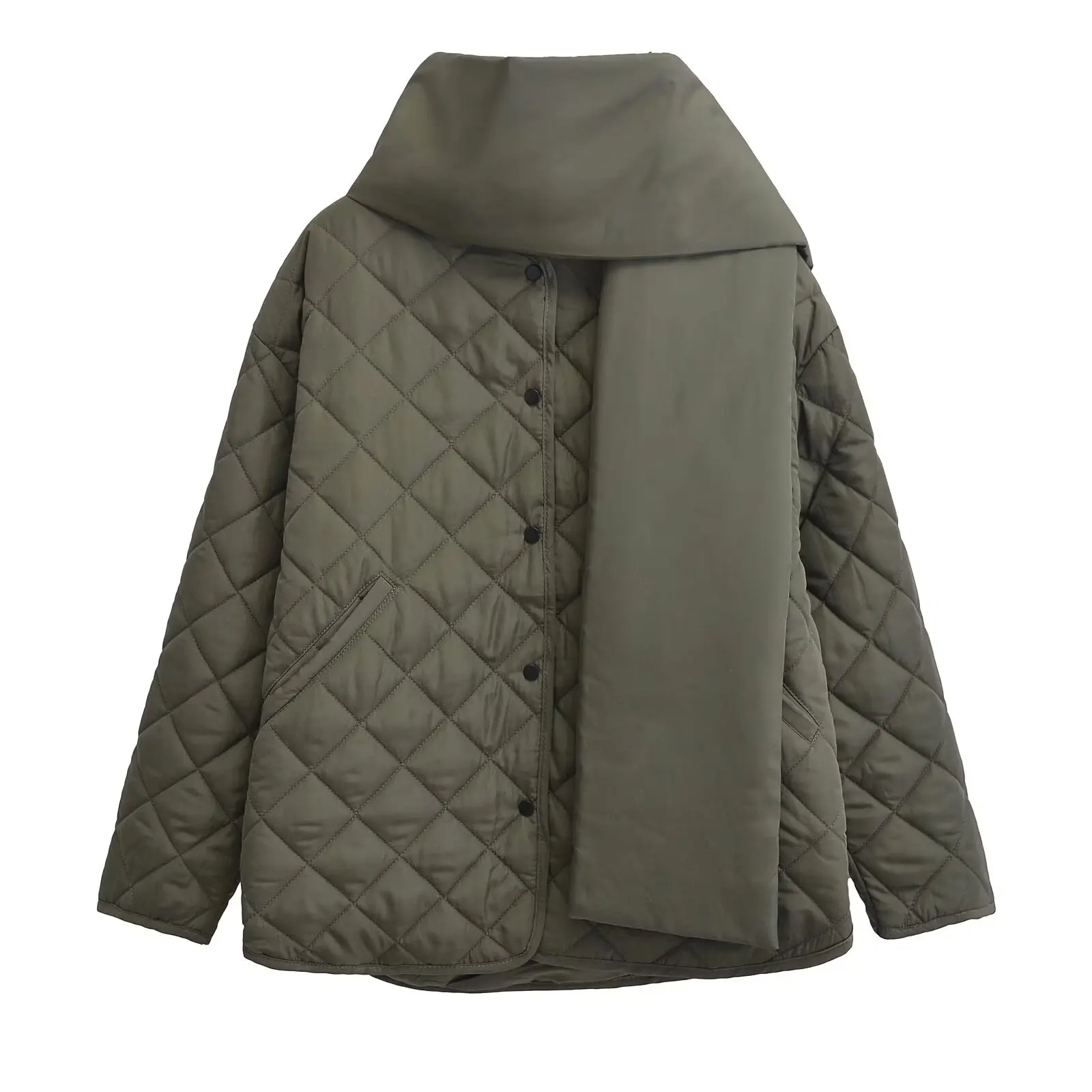 Autumn and Winter Simple Commuting European and American Street Scarf Style Quilted Cotton Jacket Women
Autumn and Winter Simple Commuting European and American Street Scarf Style Quilted Cotton Jacket Women