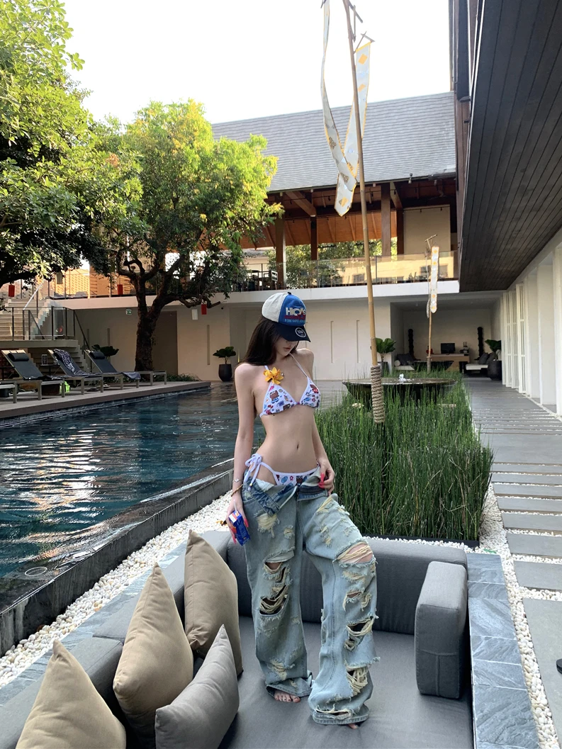 American Style High Waist Blue Jeans Women's Spring Vintage Hole Straight Leg Pants Wide Leg Pants Commute Style
American Style High Waist Blue Jeans Women's Spring Vintage Hole Straight Leg Pants Wide Leg Pants Commute Style