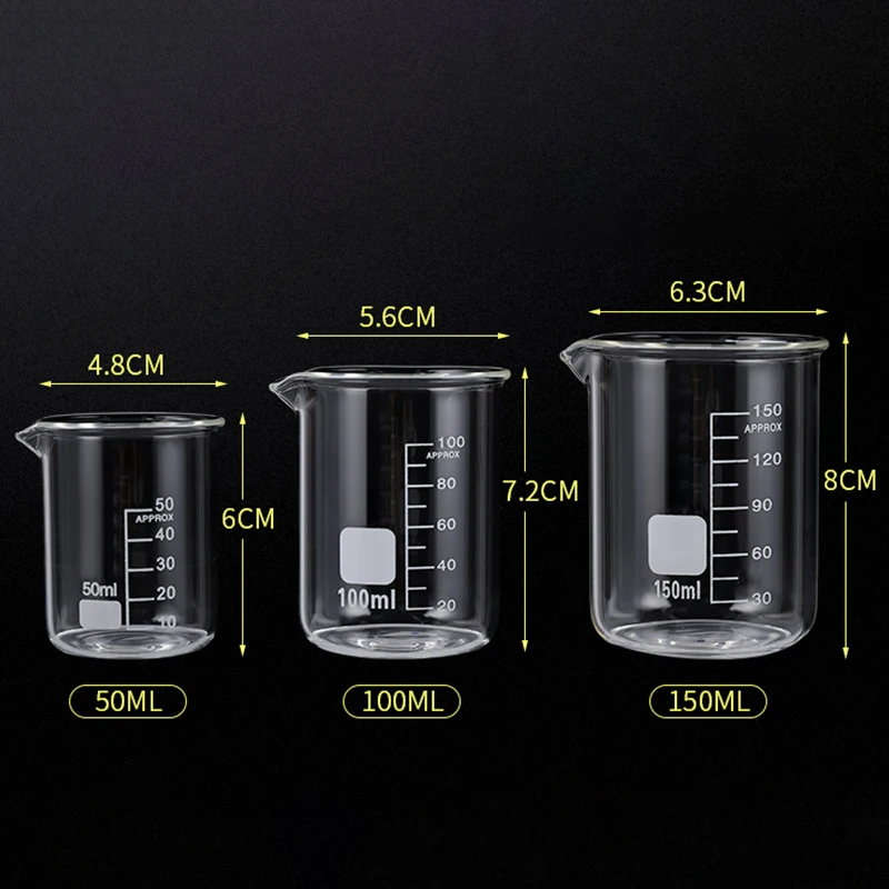 Transparent High Borosilicate Glass Measuring Cup Clear Scale Cup Laboratory Beaker Kitchen Tool Baking Measuring Cups 50-150ml
Transparent High Borosilicate Glass Measuring Cup Clear Scale Cup Laboratory Beaker Kitchen Tool Baking Measuring Cups 50-150ml